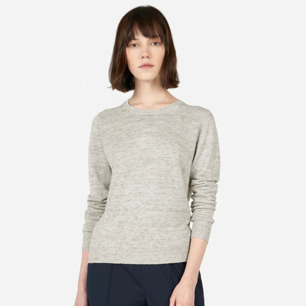 Everlane Linen Crew Sweater in Heather Grey, XS